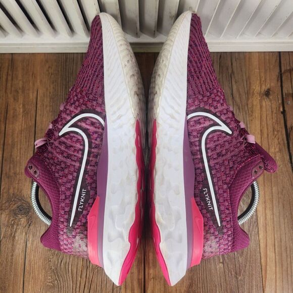 Womens 11 Nike React Infinity Run Flyknit 2 DD3024-500 Bordeaux Running Shoes - Picture 5 of 10